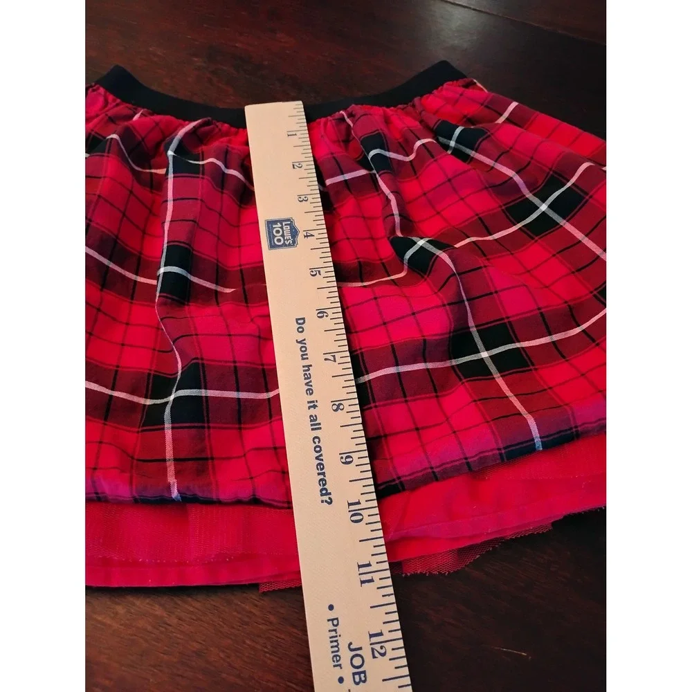 The Childrens Place Girls Red Plaid Tulle Lined Skirt Elastic Waist 5T Holiday